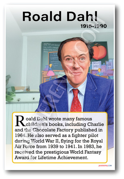 Roald Dahl - Children's Author - Biography Poster 18 x 12 inch