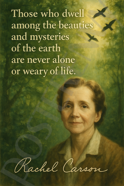 Rachel Carson Famous Quote Poster – "Beauties and Mysteries of the Earth" – 18 inch x 12 inch