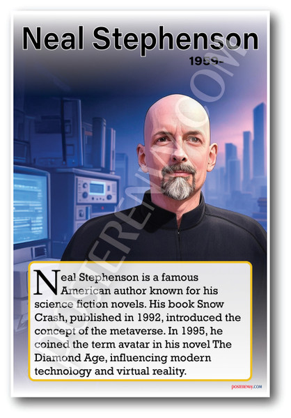 Neal Stephenson - Sci-Fi Author - Biography Poster 18 x 12 inch