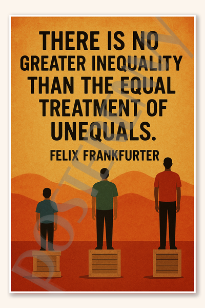 There is no greater inequality than the equal treatment of unequals - Felix Frankfurter Poster - 18 inch x 12 inch