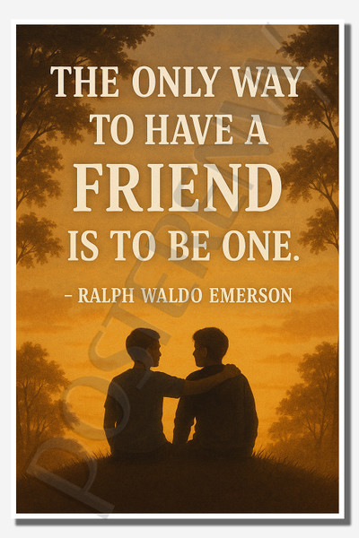 The only way to have a friend is to be one - Ralph Waldo Emerson - Inspirational Poster - 18 inch x 12 inch