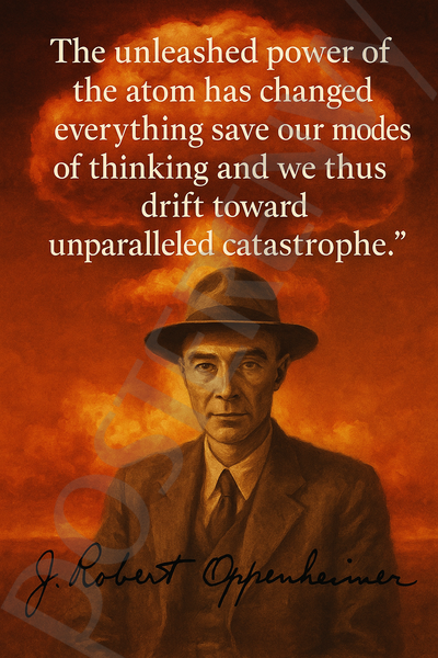 J. Robert Oppenheimer Famous Quote Poster – "Unleashed Power of the Atom" – 18 inch x 12 inch