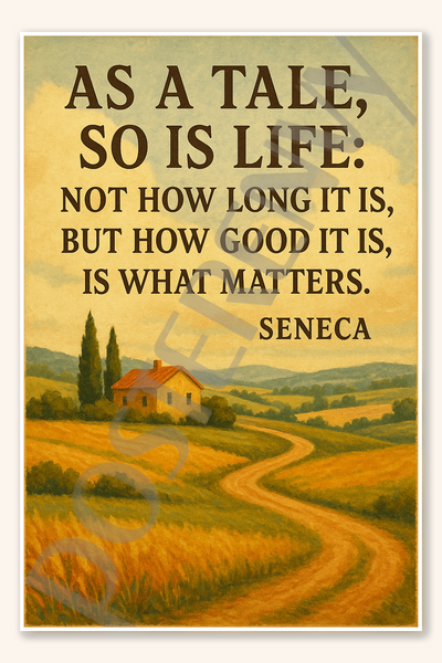 As a tale, so is life Not how long it is, but how good it is, is what matters - Seneca Poster - 18 inch x 12 inch