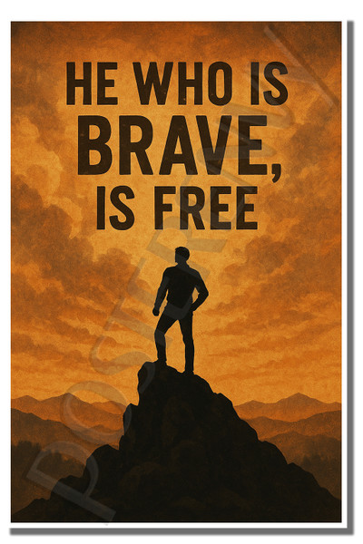 He who is brave, is free - Inspirational Poster - 18 inch x 12 inch