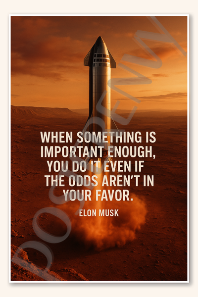 When something is important enough you do it even if the odds aren't in your favor - Elon Musk Poster - 18 inch x 12 inch