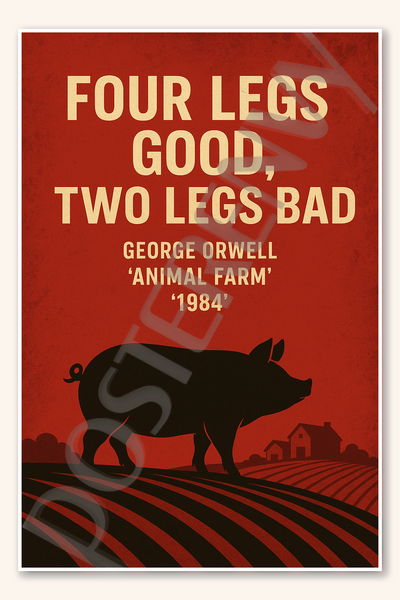 Four legs good two legs bad - George Orwell Animal Farm Poster - 18 inch x 12 inch