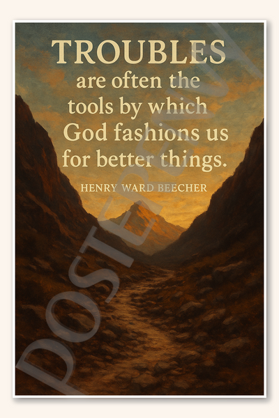 Troubles are often the tools by which God fashions us for better things - Henry Ward Beecher Poster - 18 inch x 12 inch