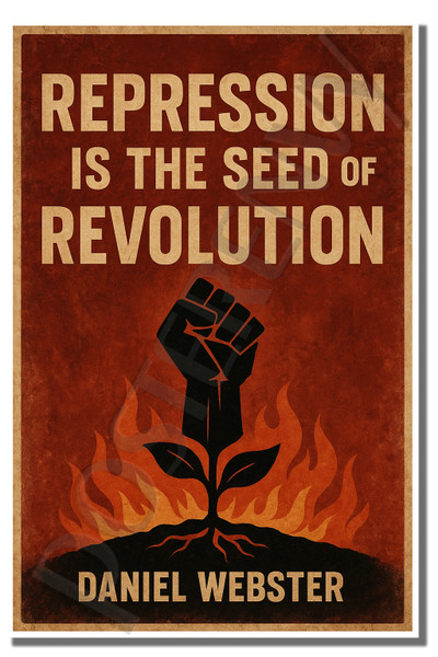 Repression is the seed of revolution - Daniel Webster - Inspirational Poster - 18 inch x 12 inch