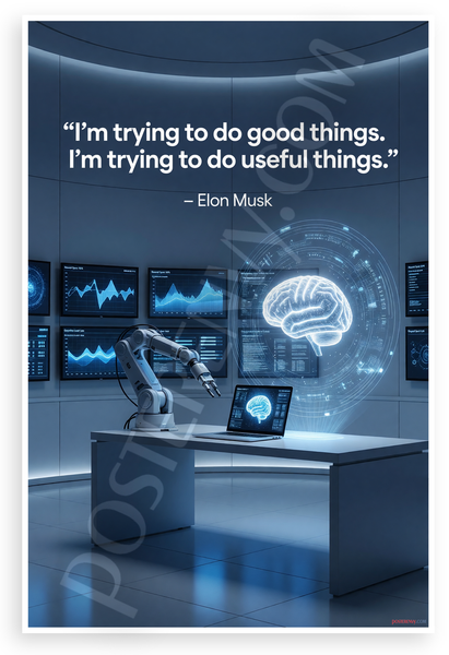 Elon Musk "Trying to Do Good Things" Technology Quote 12"x18" US Made Poster