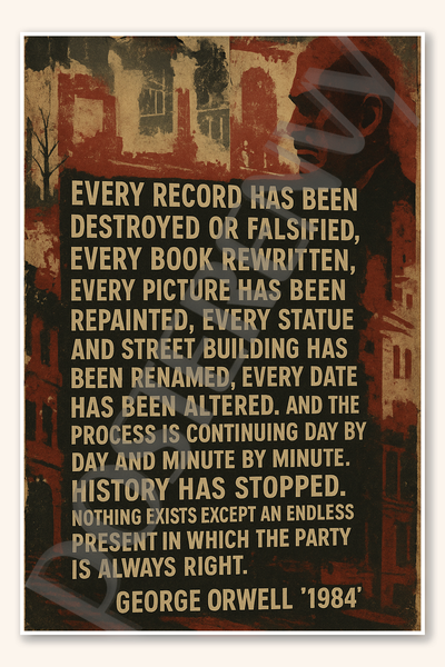 Every record has been destroyed or falsified - George Orwell 1984 Poster - 18 inch x 12 inch