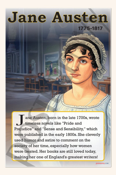 Jane Austen - Author of 'Pride and Prejudice' - Biography Poster 18" x 12"