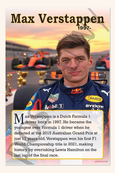 Max Verstappen - Formula 1 Champion - Biography Poster 18" x 12"