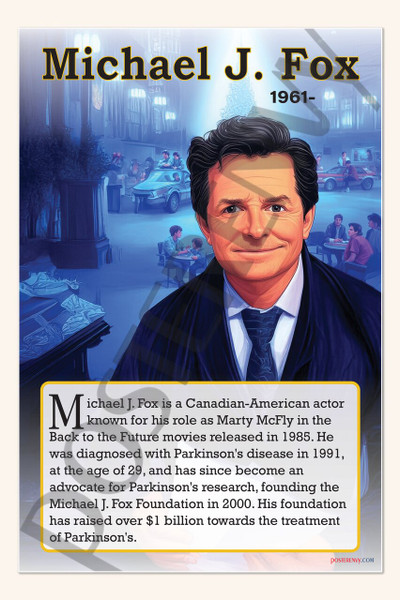 Michael J. Fox - Actor & Parkinson’s Advocate - Biography Poster 18" x 12"