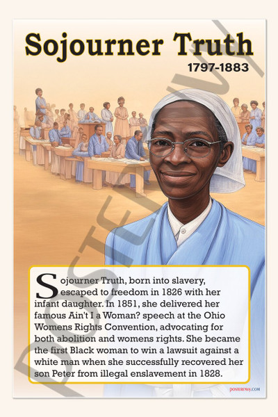 Sojourner Truth - Abolitionist & Women's Rights Activist - Biography Poster 18" x 12"