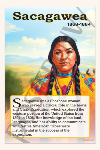 Sacagawea - Native American Explorer & Guide - Biography Poster 18" x 12"