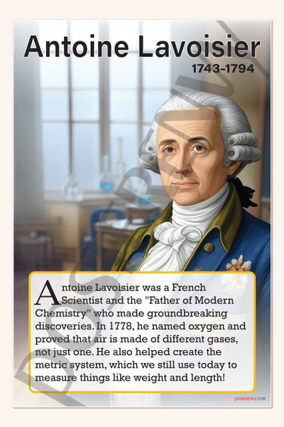 Antoine Lavoisier - Father of Modern Chemistry - Biography Poster 18" x 12"