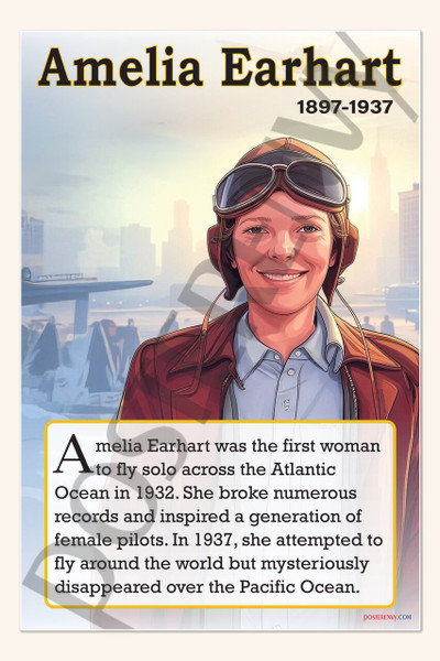 Amelia Earhart - Aviation Pioneer - Biography Poster 18" x 12"