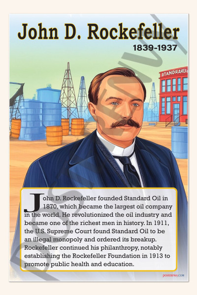 John D. Rockefeller - Oil Industry Titan - Biography Poster 18" x 12"