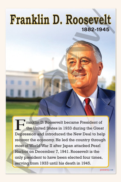 Franklin D. Roosevelt - 32nd U.S. President - Biography Poster 18" x 12"