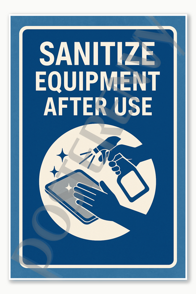 Sanitize Equipment After Use - English Restaurant Kitchen Workplace Food Safety Employee sign poster - 18 inch x 12 inch