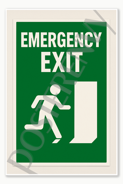 Safety and Emergency Signs emergency exit signs - English Poster - 18 inch x 12 inch