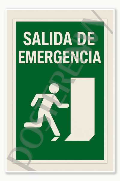 Safety and Emergency Signs emergency exit signs - Spanish Poster - 18 inch x 12 inch
