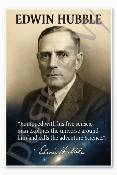 Edwin Hubble Famous American Astronomer extragalactic astronomy observational cosmology telescope NASA space astronomy science 2 Poster - 18 inch x 12 inch