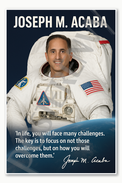 Joseph M Acaba Famous Hispanic Latino NASA American Space Astronaut overcoming challenges Poster - 18 inch x 12 inch