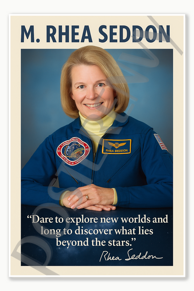 M Rhea Seddon Famous Woman Female American NASA Astronaut Space Inspirational Hero Dare to explore Poster - 18 inch x 12 inch