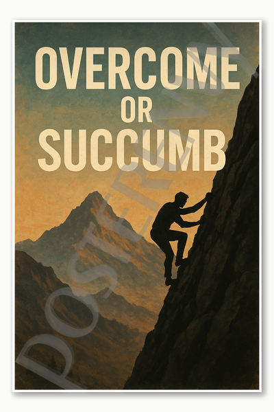 Overcome or succumb motivational poster - 18 inch x 12 inch