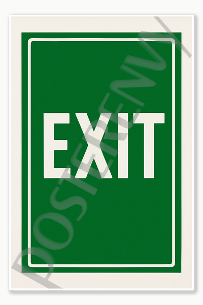 Safety and Emergency Signs Exit signs - English Poster - 18 inch x 12 inch