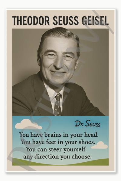 Dr Suess Theodor Seuss Geisel American childrens author illustrator animator cartoonist Poster - 18 inch x 12 inch