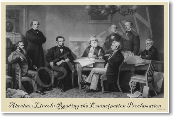 President Abraham Lincoln Reading Emancipation Proclamation - NEW American History Poster (vi023)