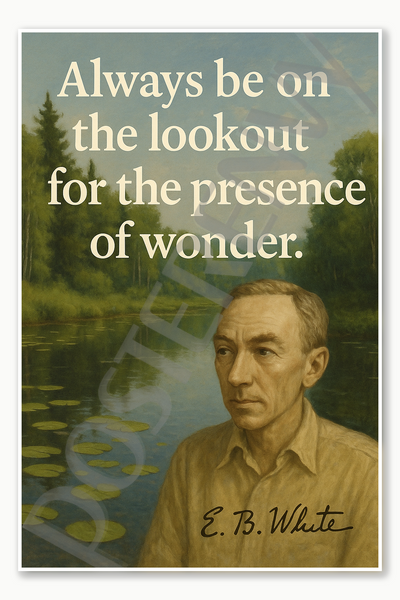 E B White author CHarlottes Web Poster - 18 inch x 12 inch