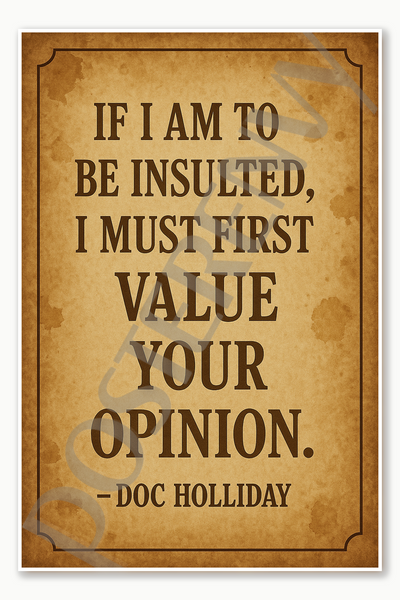 If I am to be insulted I must first value your opinion - Doc Holiday Poster - 18 inch x 12 inch