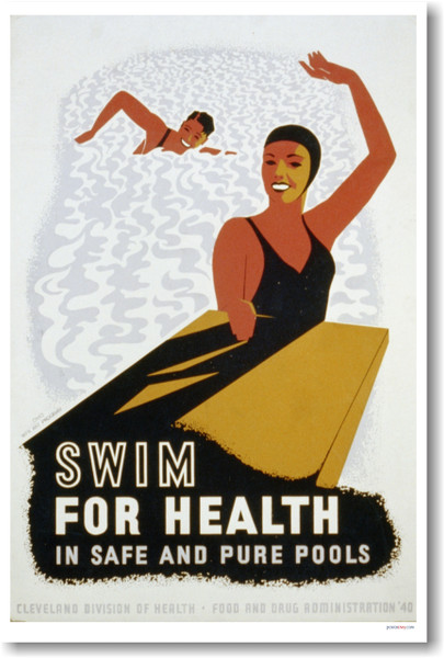 Swim For Health in Safe & Pure Pools - New Vintage Reproduction WPA Art Poster (vi012)