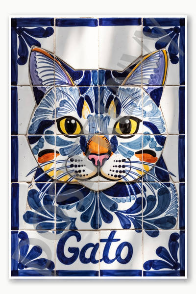 cat gato Poster - 18 inch x 12 inch