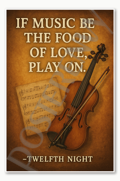 If music be the food of love play on – Twelfth Night Poster - 18 inch x 12 inch