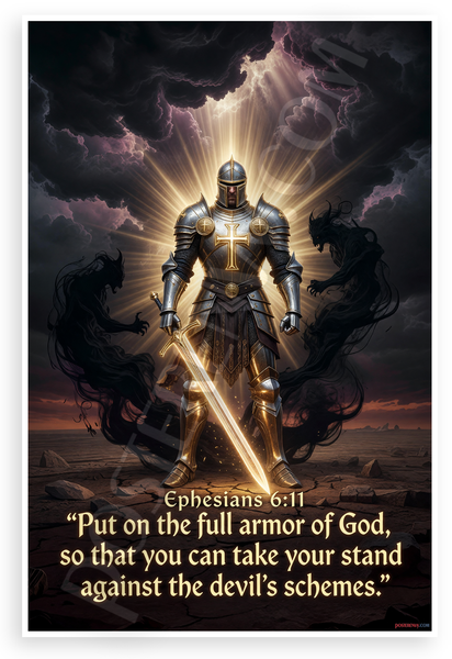 Ephesians 6:11 'Put on the Full Armor of God' Inspirational 12x18 US Made Poster