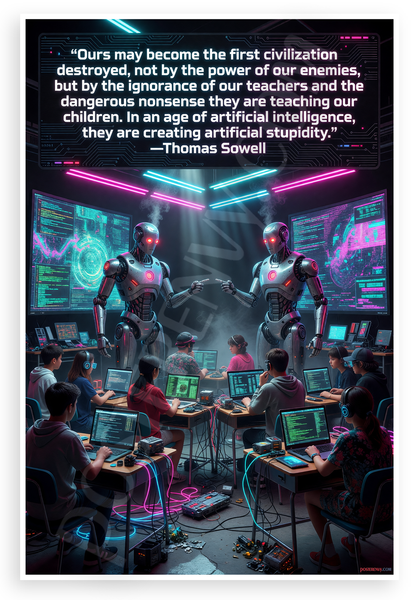 Thomas Sowell Artificial Stupidity Quote Cyberpunk AI Classroom 12x18 US Made Poster