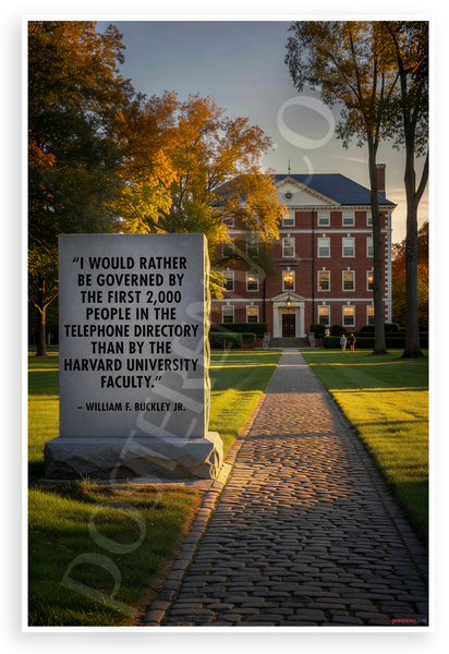 William F. Buckley Jr. "Rather Be Governed by First 2000 in Telephone Directory Than Harvard Faculty" Inspirational 12x18 US Made Poster