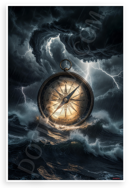 Focus on What You Control Compass Storm Motivational 12x18 US Made Poster