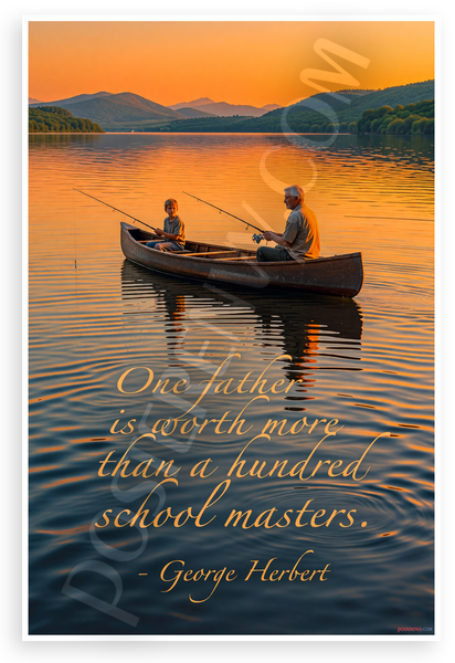 George Herbert "One Father Worth More Than Hundred Schoolmasters" Inspirational 12x18 US Made Poster