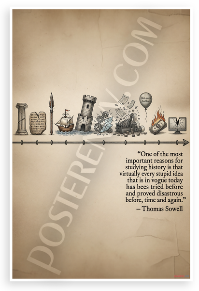 Thomas Sowell "Studying History Stupid Ideas" Inspirational 12x18 US Made Poster