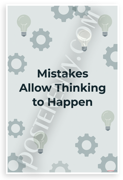 "Mistakes Allow Thinking to Happen" Innovation Gears Lightbulb 12x18 US Made Poster