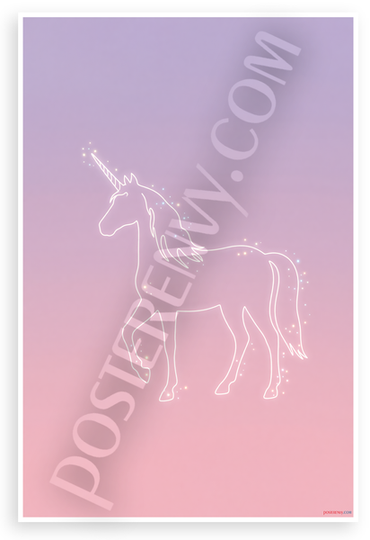Elegant Minimalist Unicorn with Sparkles Fantasy 12x18 US Made Poster