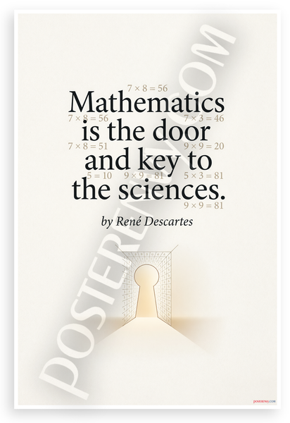 René Descartes "Mathematics Is the Door and Key to the Sciences" Educational 12x18 US Made Poster