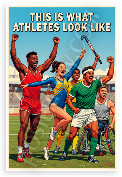 This is What Athletes Look Like Diverse Sports Group Retro 12x18 US Made Poster