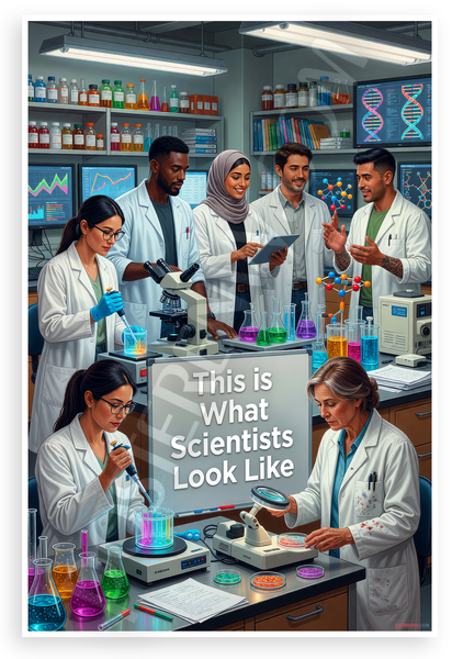 "This is What Scientists Look Like" Diverse Lab Team Educational 12x18 US Made Poster