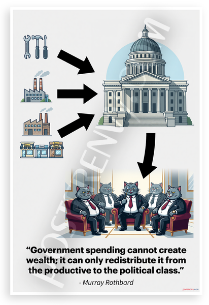 Murray Rothbard "Government Spending Cannot Create Wealth" Political 12x18 US Made Poster